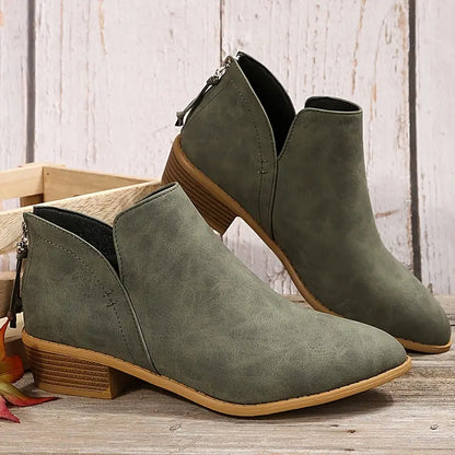 Damen Stiefel Chic Dicke Absatz V-Ausschnitt Stilettos
