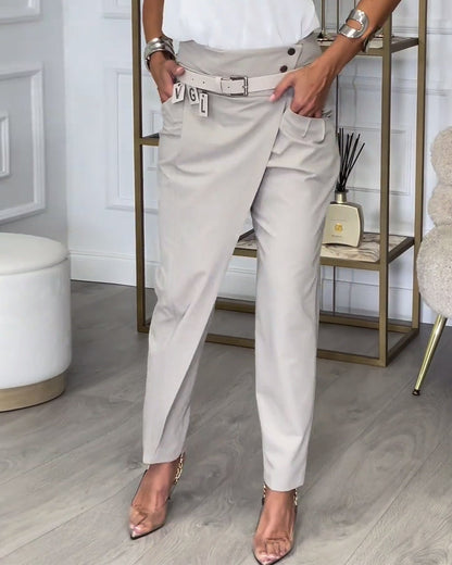Gürtelhose Patchwork Jeans Frauenhose Trendy