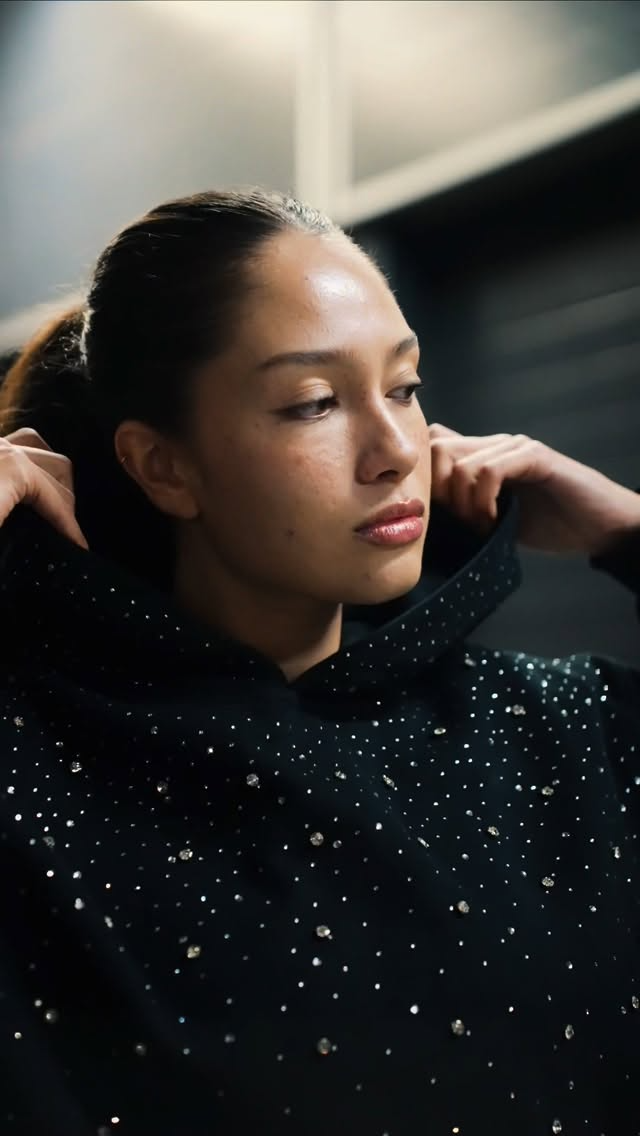 Glitzer Hoodie Oversized Unisex mit Strasssteinen