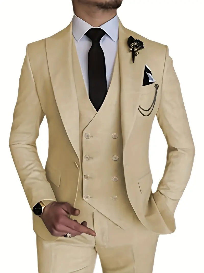 Herren Anzug Set 3-teilig Business Blazer Hose Weste
