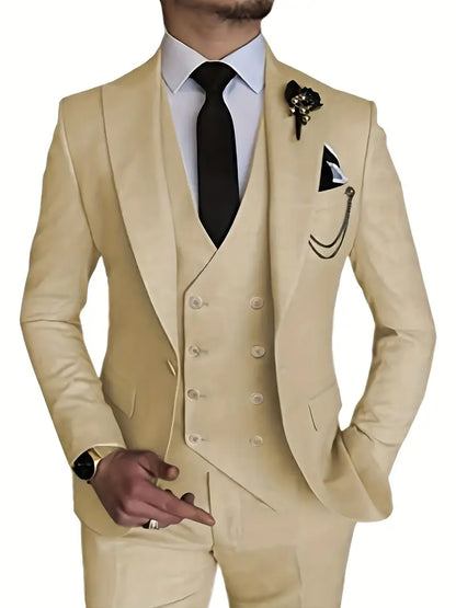 Herren Anzug Set 3-teilig Business Blazer Hose Weste