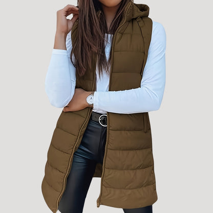 Damen Steppweste Winter Warm mit Kapuze
