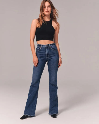 Retro Schlagjeans High Waist Frauen