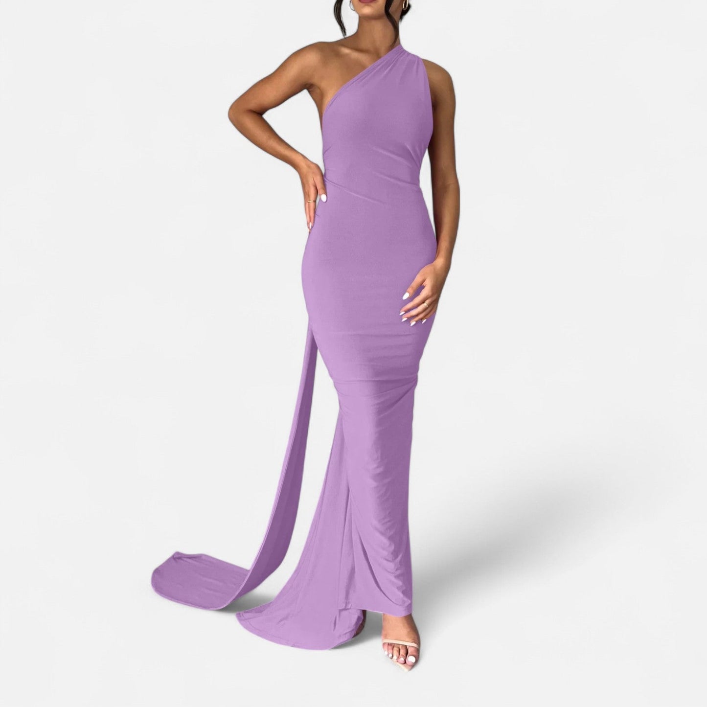 Damen Maxikleid Ein Schulter Neckholder Sommerkleid