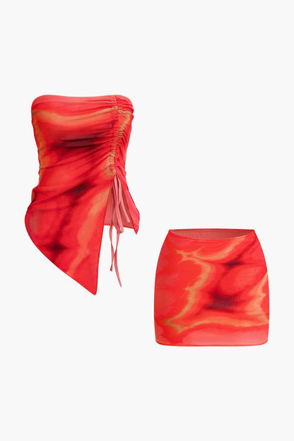 Sextreffende Bandeau Badeanzug Set Minirock - BerlinGlamour