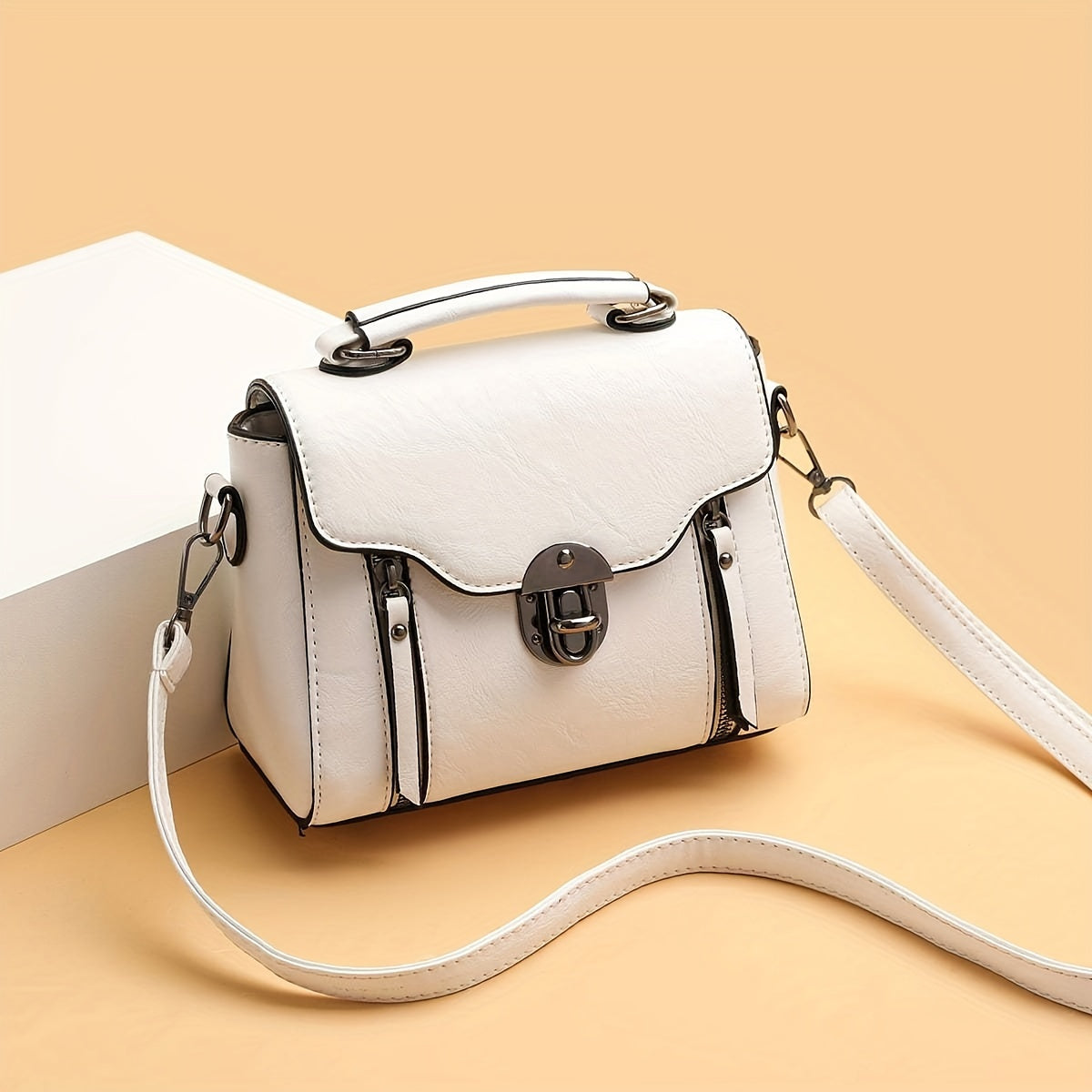 Damen Handtasche Vintage Klappe Leder