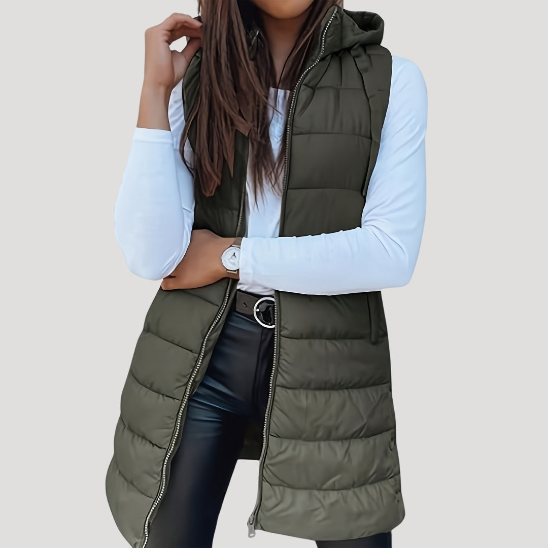 Damen Steppweste Winter Warm mit Kapuze