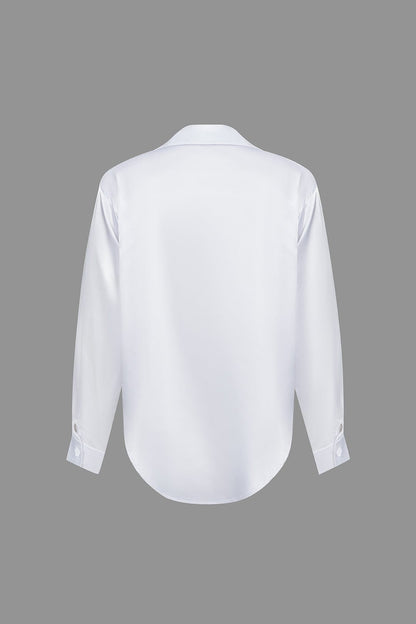 Elegante Bluse Langarm Seiden-Satin Damenbluse