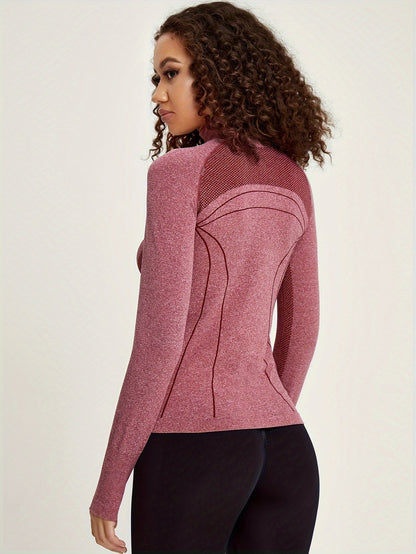 Sportjacke Damen Nahtlos Reißverschluss Waterproof