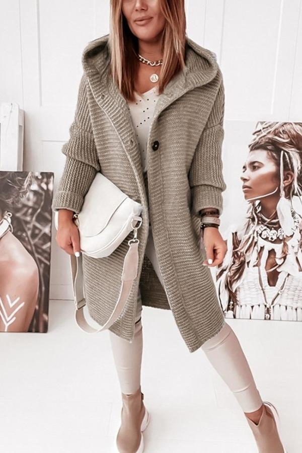 Strickjacke mit Kapuze Weich Warm Locker
