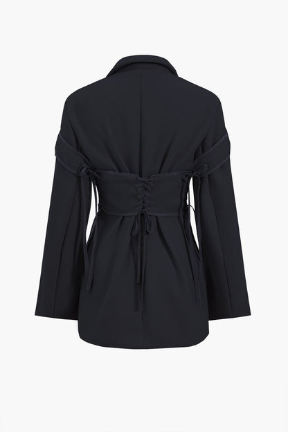 Elegantes Frauen Zweiteiler Set Blazer Korsett Schnürung