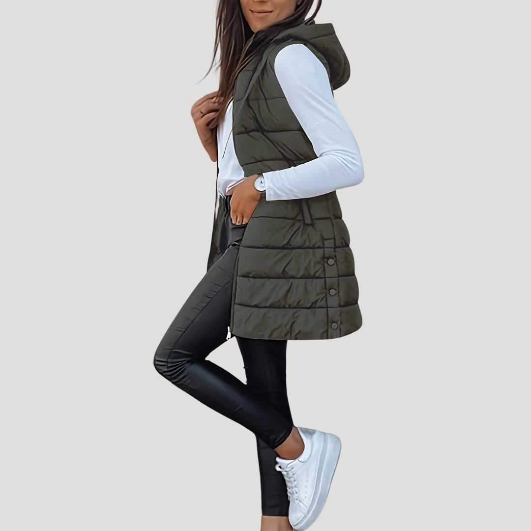 Damen Steppweste Winter Warm mit Kapuze