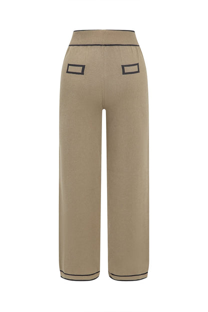 Elegantes Strick-Set mit Gürtel-Cardigan und Weitbein-Hose Damen