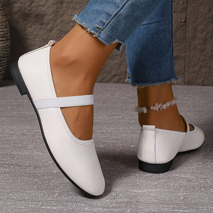 Elegante Weiße Ballerinas Mary Jane Schuhe Damen
