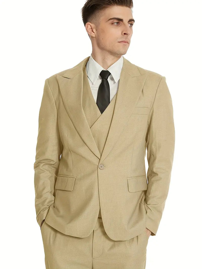 Herren Anzug Set 3-teilig Business Blazer Hose Weste