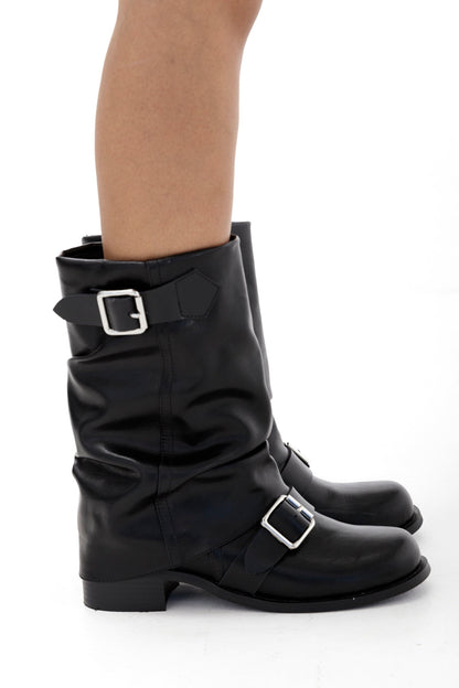 Damen Stiefeletten Schnalle Blockabsatz Trendy - BerlinGlamour