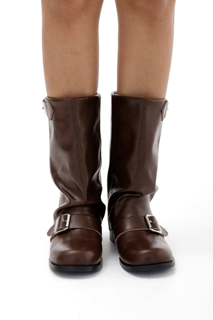 Damen Stiefeletten Schnalle Blockabsatz Trendy