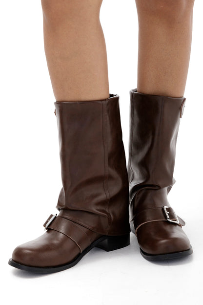Damen Stiefeletten Schnalle Blockabsatz Trendy