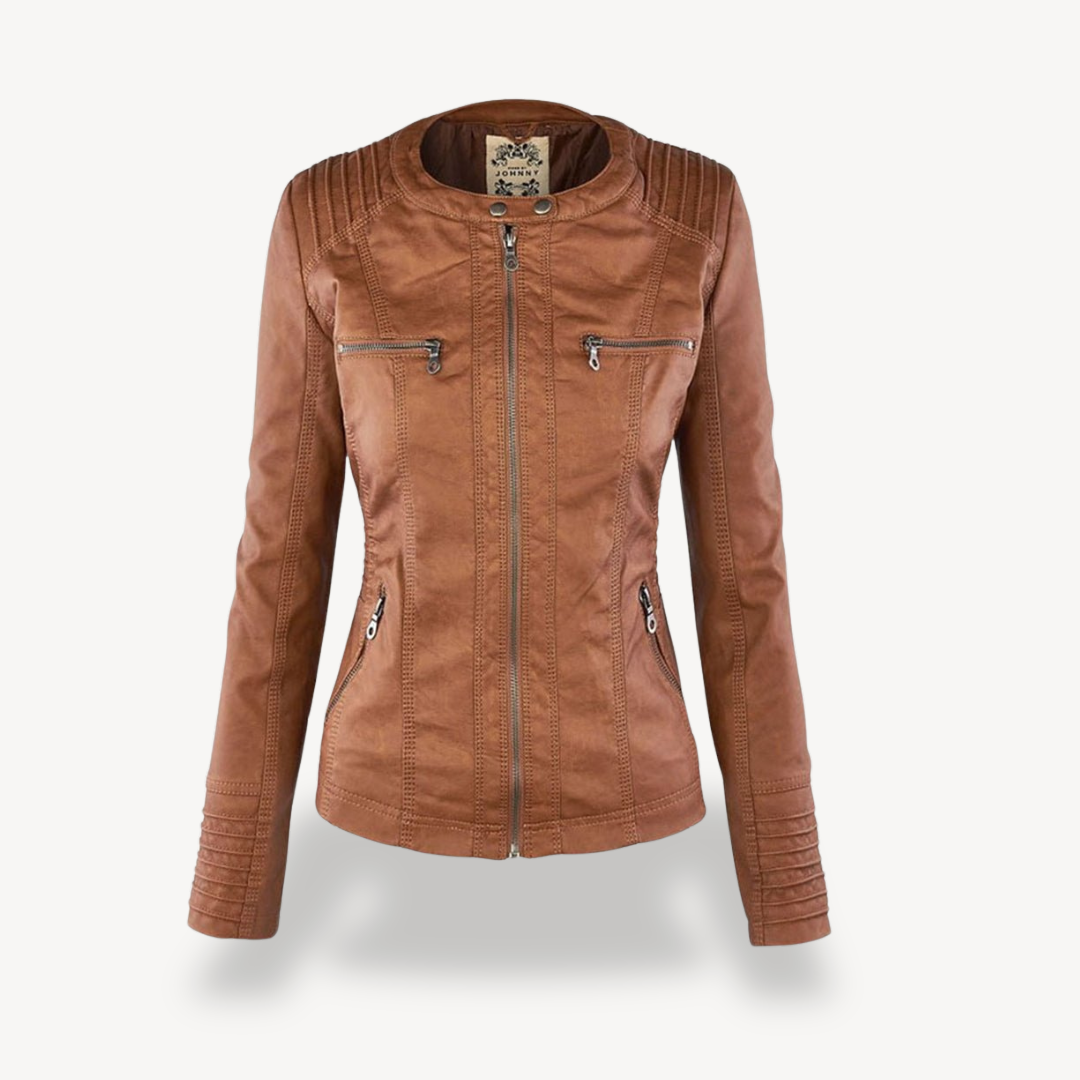 Wasserdichte Lederjacke Damen Kapuze Schwarz Ledermantel