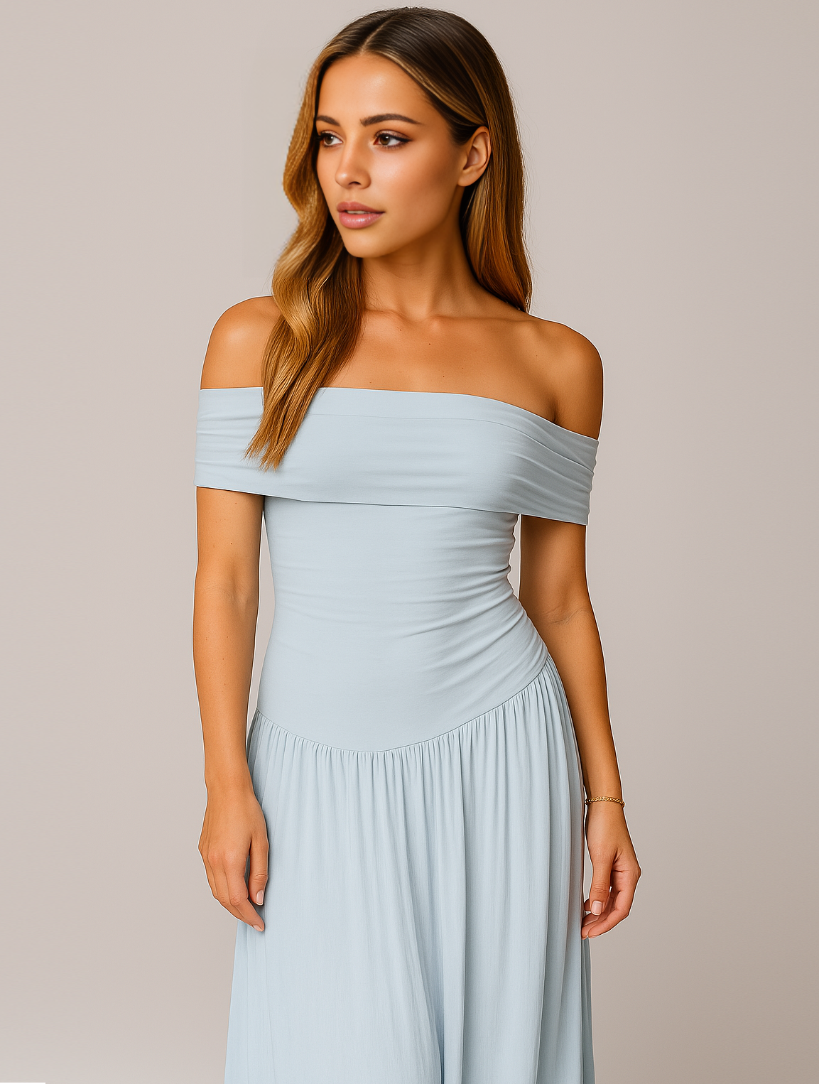 Elegantes Damen Maxi Kleid Hochzeitsgastkleid Lang