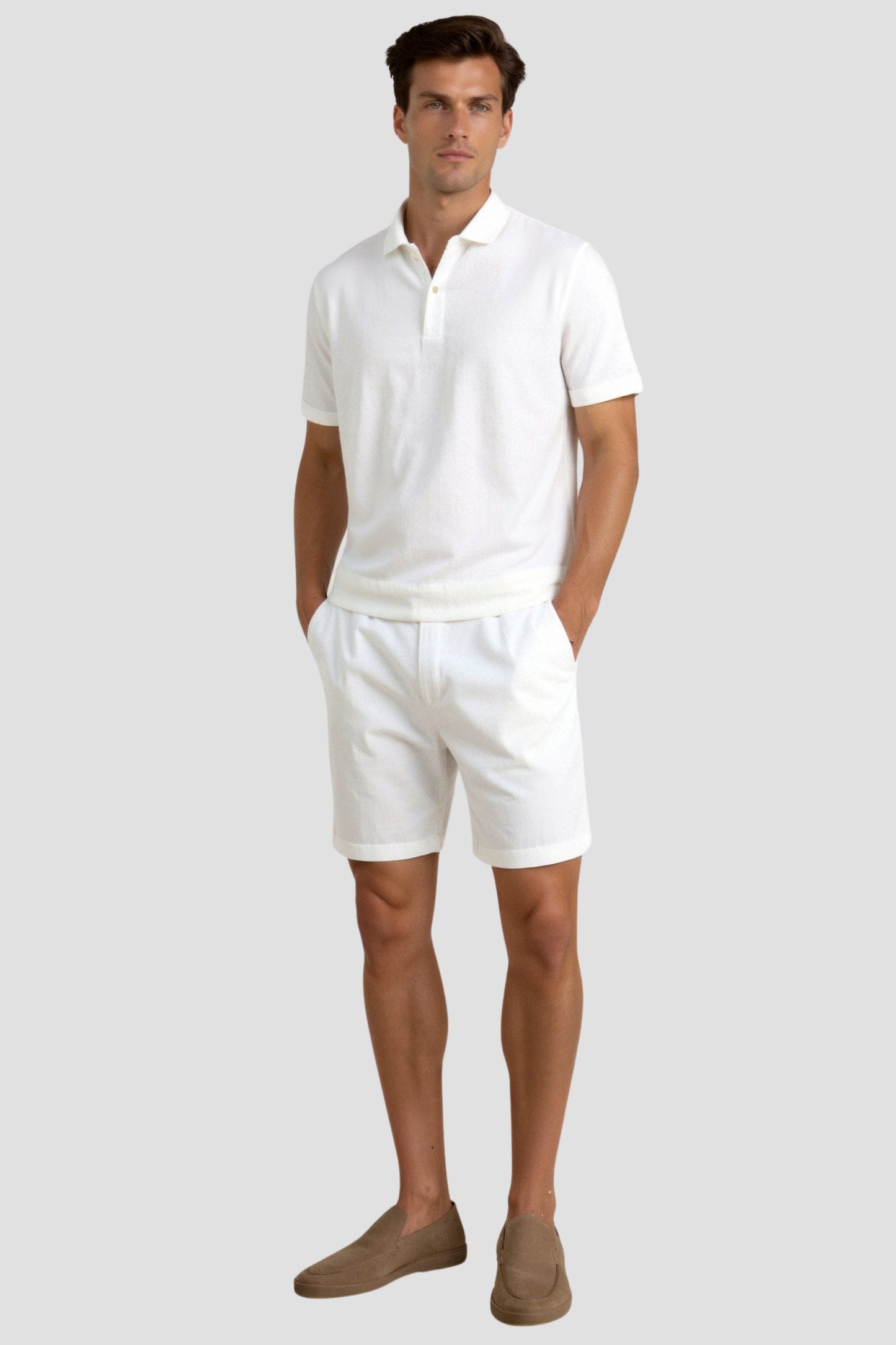 Beige Herren Shorts Komfort Kordelzug Minimalistisch