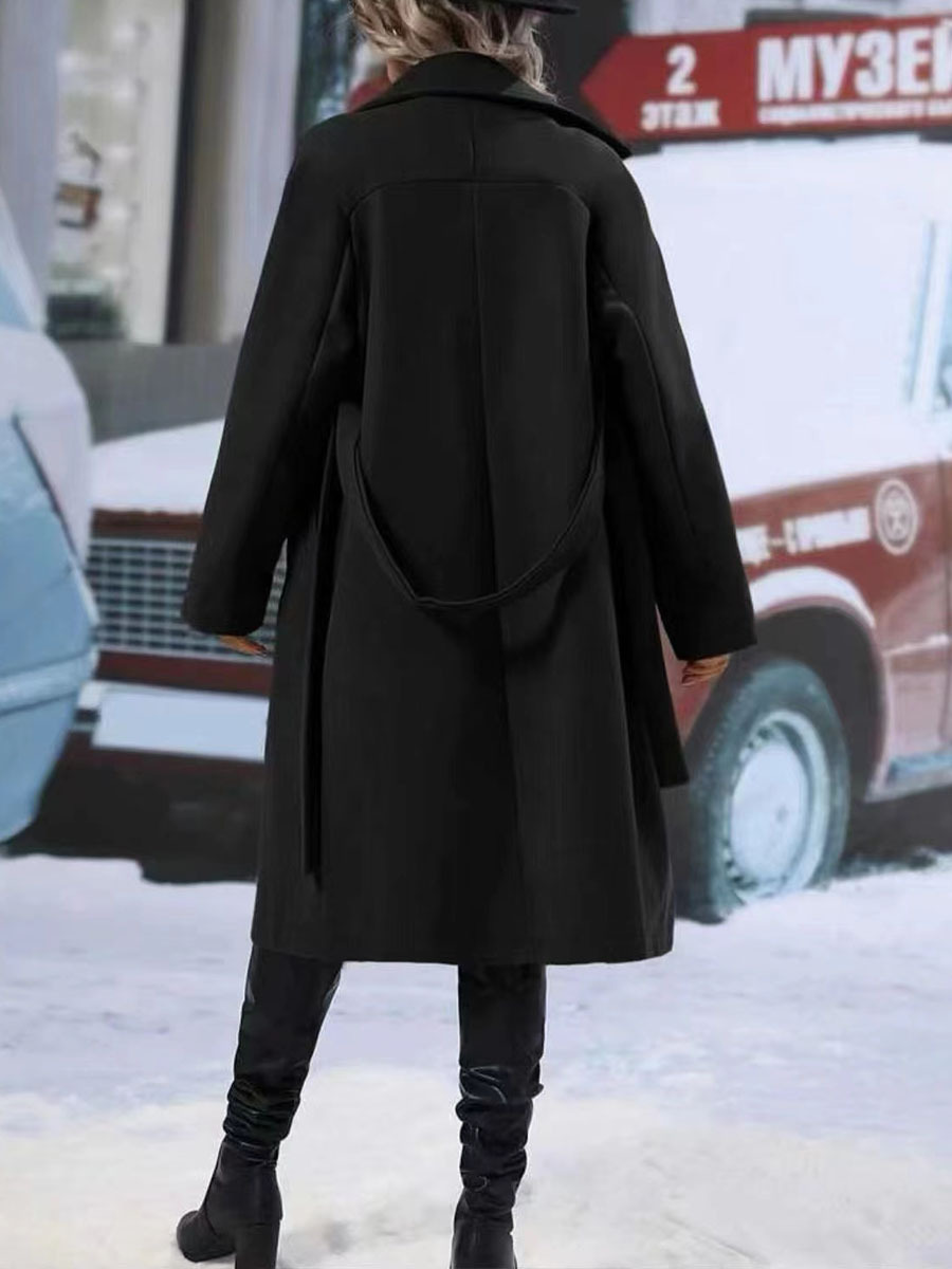 Damen Trenchcoat Klassisch Doppelknopf Verschluss Elegent