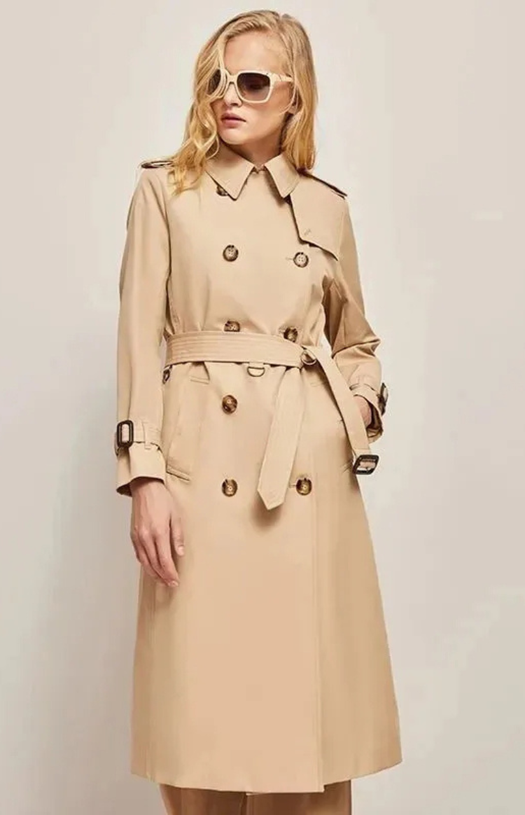 Frauen Mantel Lang Reverskragen Modern Stylisch