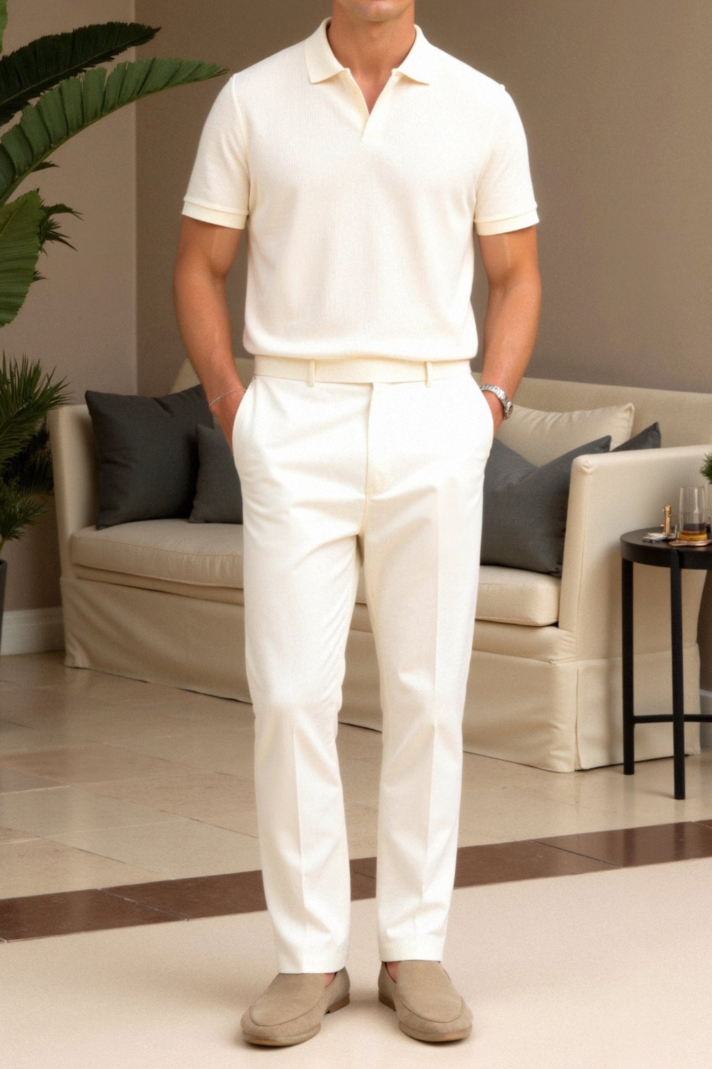 Herren Poloshirt Beige Elegantes Zeitloses Design