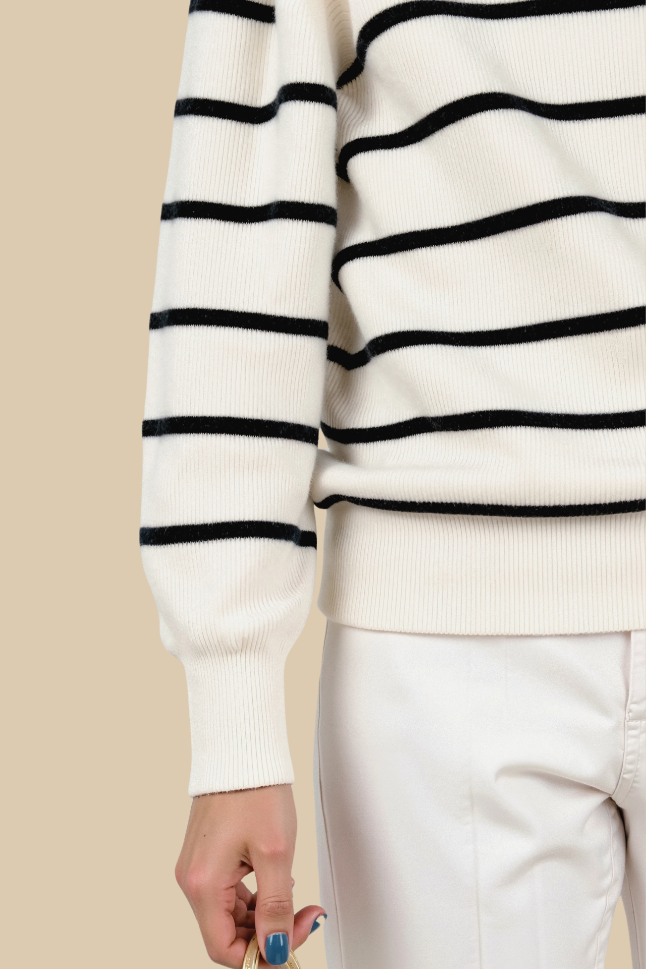 Gestreifte Pullover Mit Kragen Warm Modern