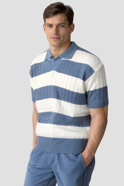 Herren Poloshirt Kurzarm Gestreift Sportlich - BerlinGlamour