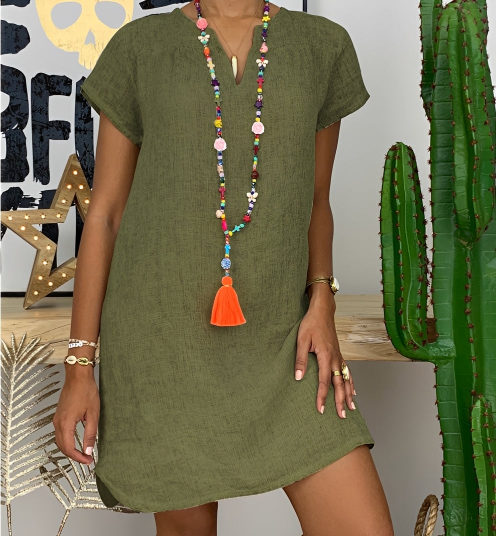 Sommerkleid Damen Kurzarm Bequem Leicht