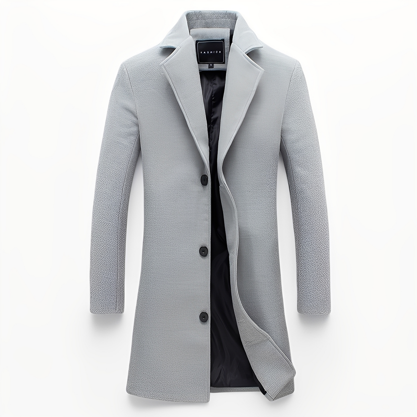 Eleganter Männer Wollmantel Formal Schwarz