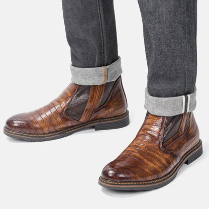 Herrenstiefel Leder Warm Winterstiefel Schwarz