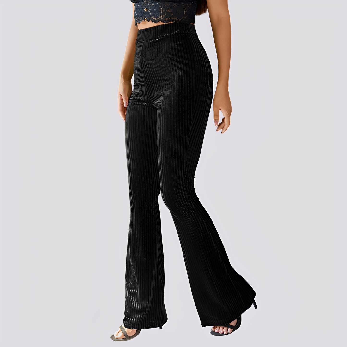 Cordhose Damen Lässig Bequem Schwarz