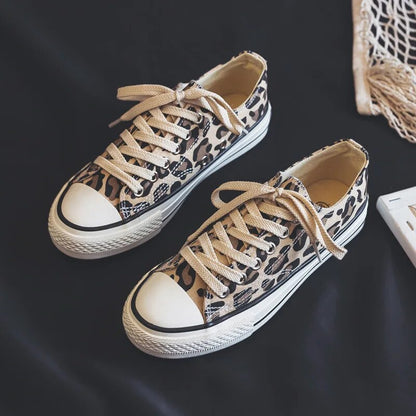 Damen Sneaker Leopard Muster Trendy Schuhe