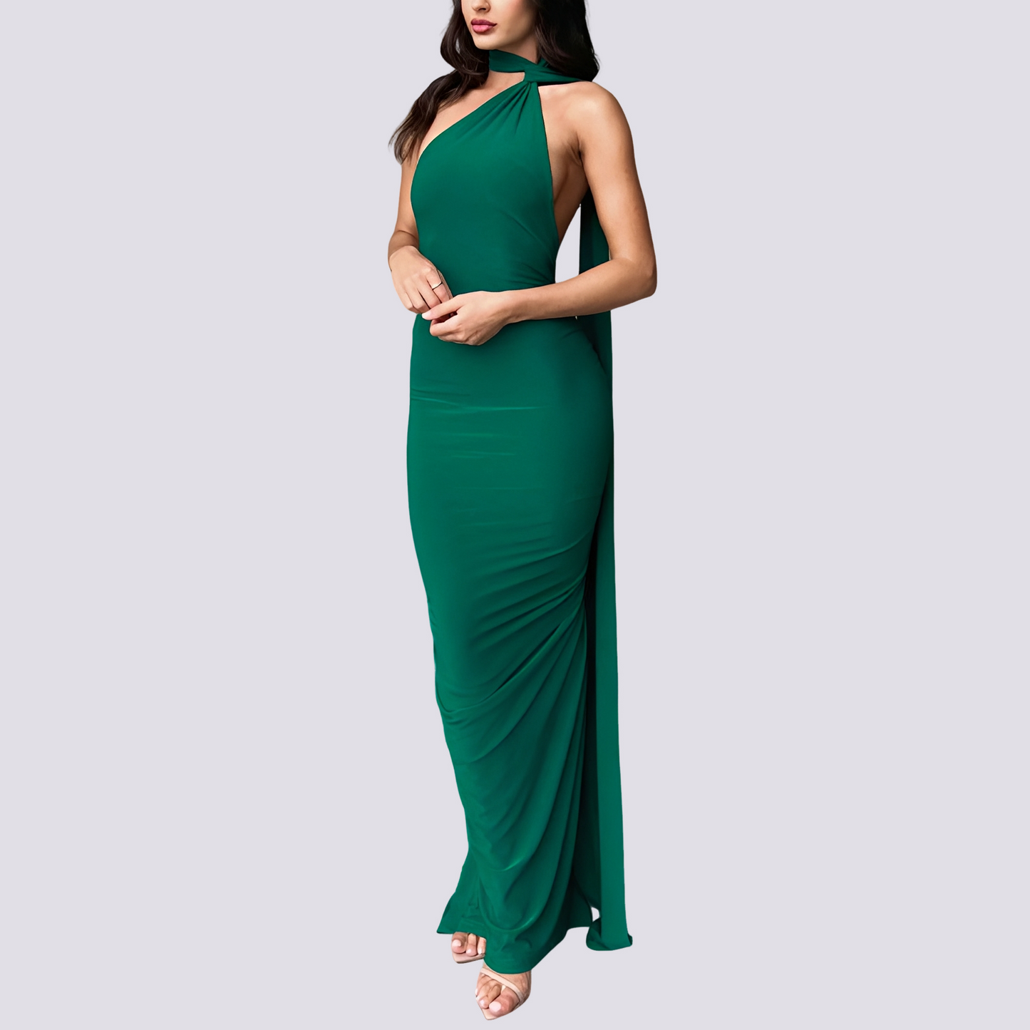 Rückenfreies Plisseekleid Damen Elegant Sommerkleid