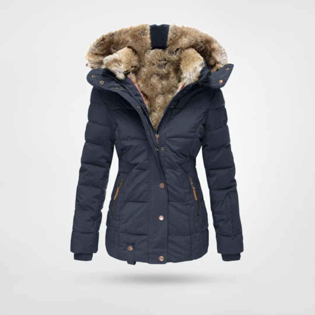Damen Winterjacke Lang Gepolstert mit Kapuze Warm