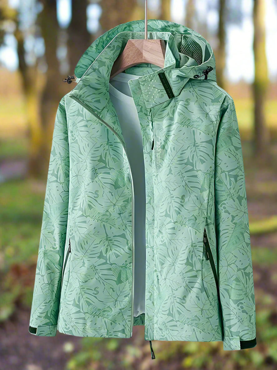 Damen Freizeitjacke Wasserabweisend Blattmuster Sportlich