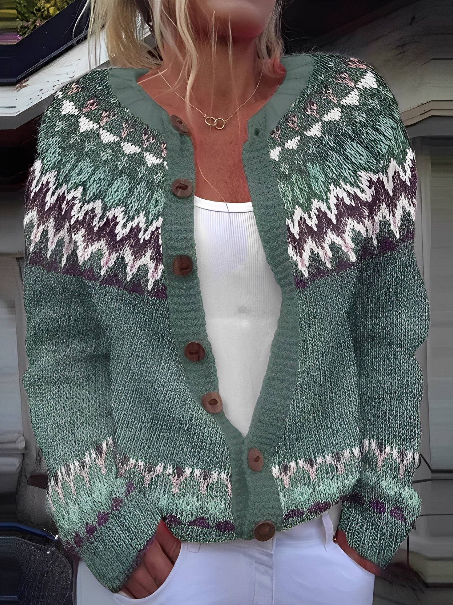 Damenstrickjacke Elegante Mit Knöpfen Modern