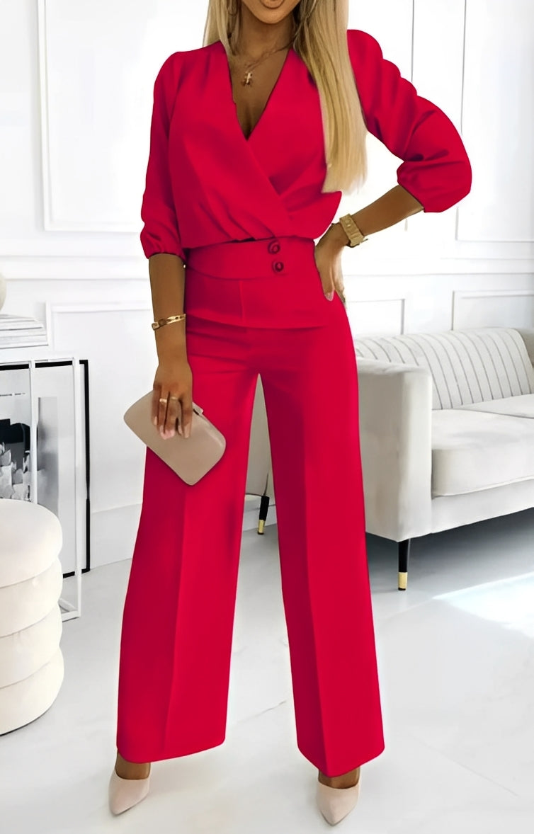 Damen Set Zweiteilig Knopfleiste Elegant