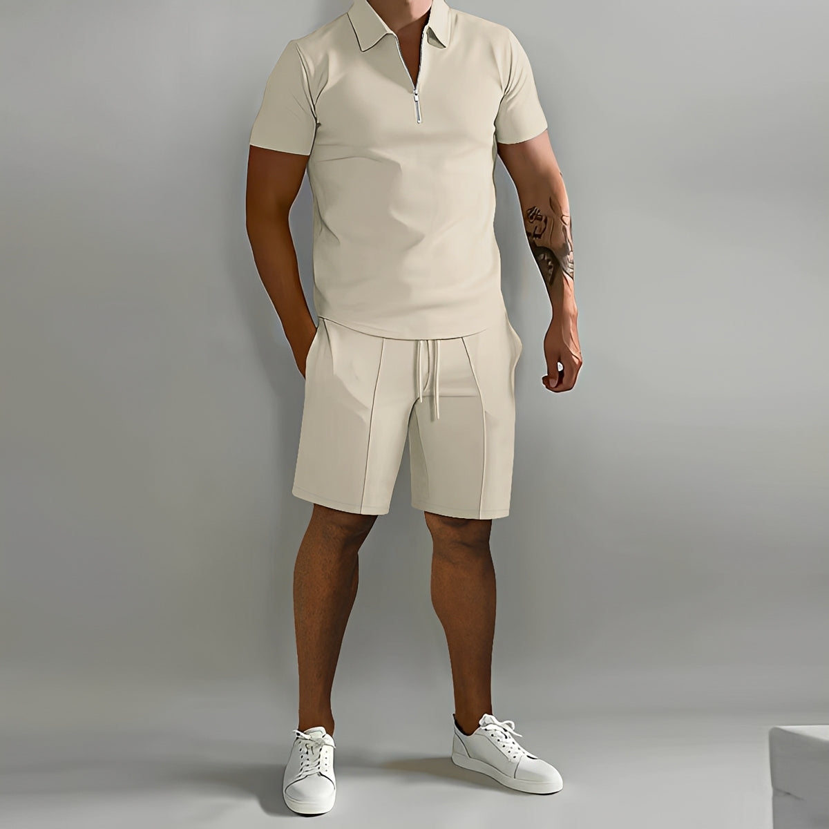 Herren Pullover Set Modern Halb Reißverschluss - BerlinGlamour