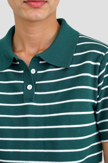Dunkelgrünes Polo-Shirt mit Streifen