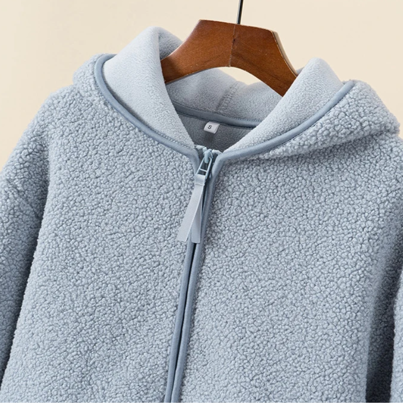 Kapuzenjacke Sherpa Fleece Warm mit Reißverschluss