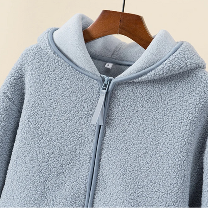 Kapuzenjacke Sherpa Fleece Warm mit Reißverschluss