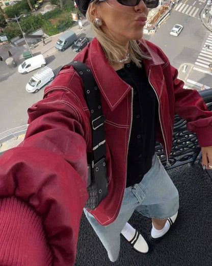 Extra Große Lederjacke Übergroß Schnitt