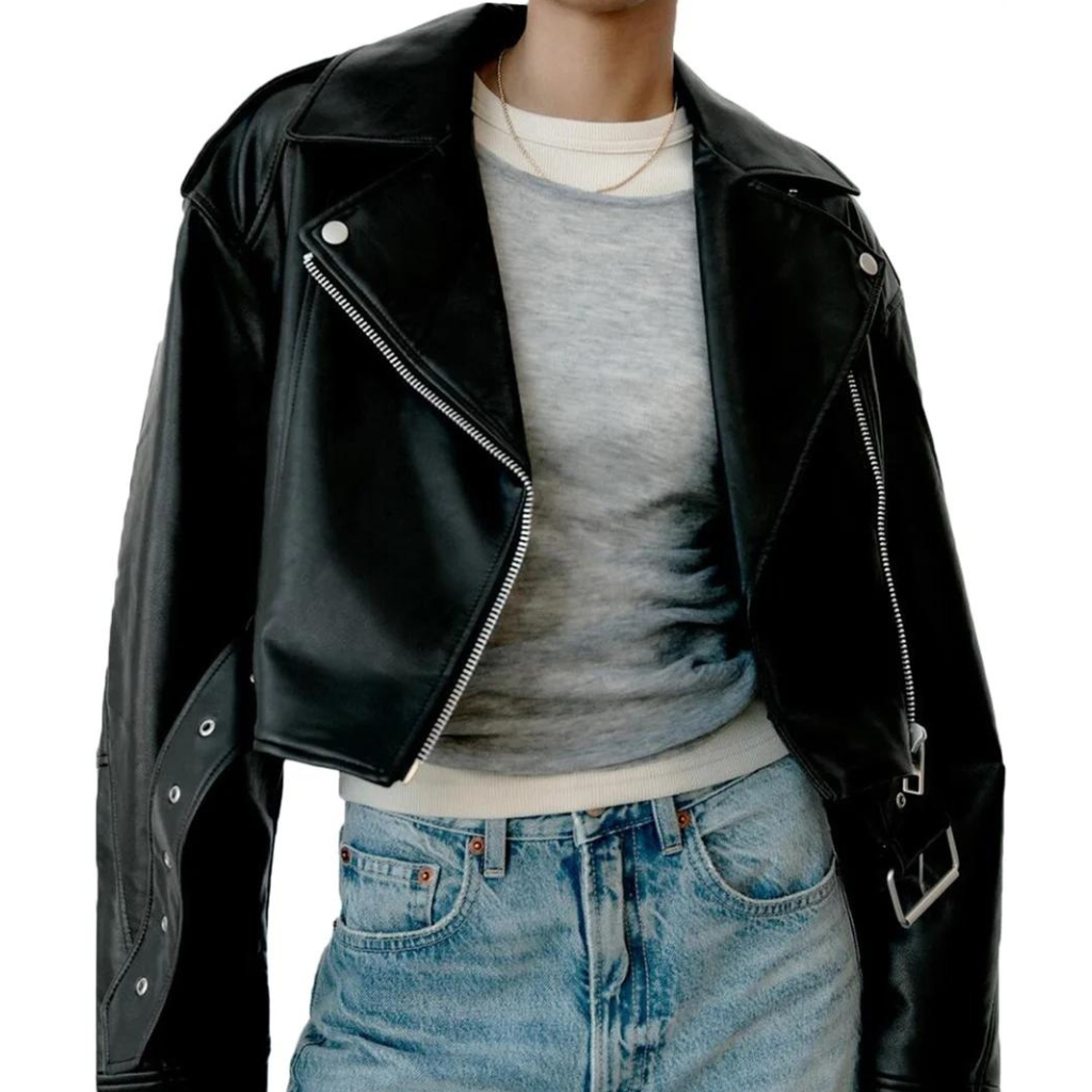 Lederjacke Damen Slim Fit Schwarz Modern - BerlinGlamour