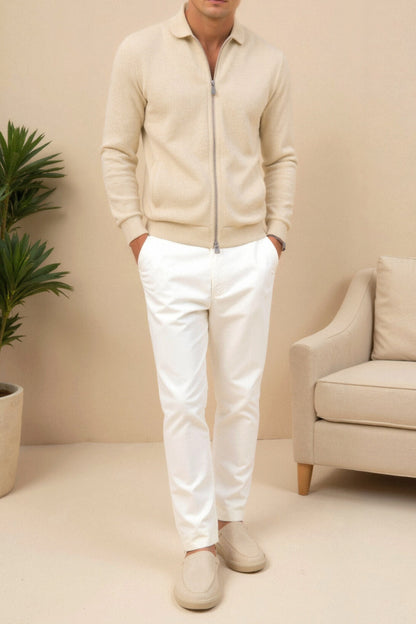Herrenjacke Beige Modern Stilvoll Lederlook