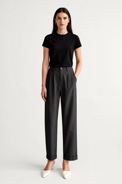 Hohe Wide-Leg Jeans Hose Damen Elegant