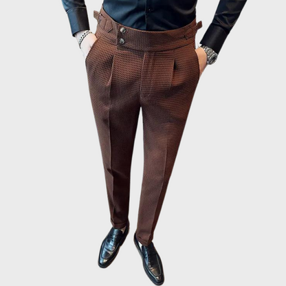 Herrenhose kariert mit hoher Bund und Komfort