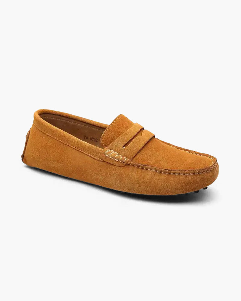 Herren Mokassin Schuhe Wildleder Slip On Braun
